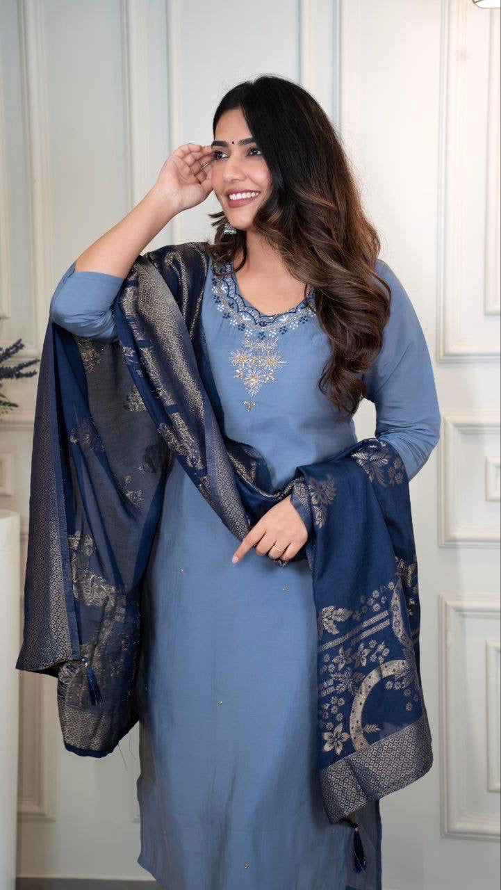 Dusty Blue Comfy Kurti Set