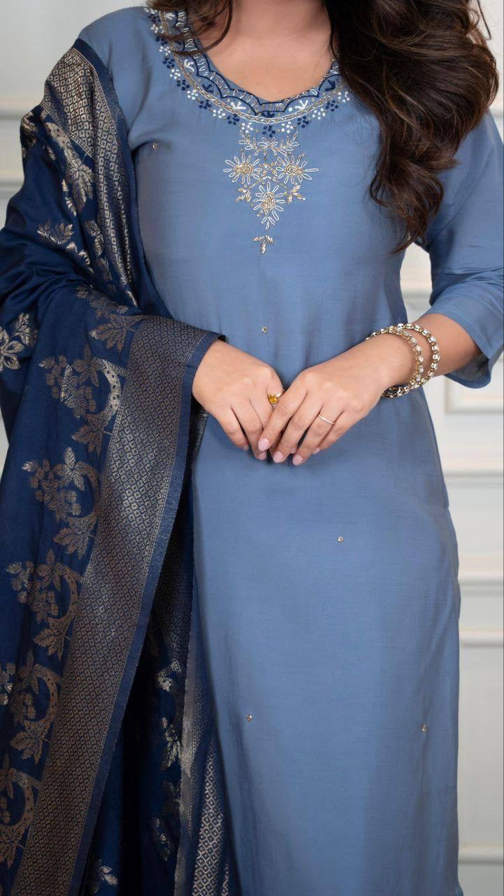 Dusty Blue Comfy Kurti Set