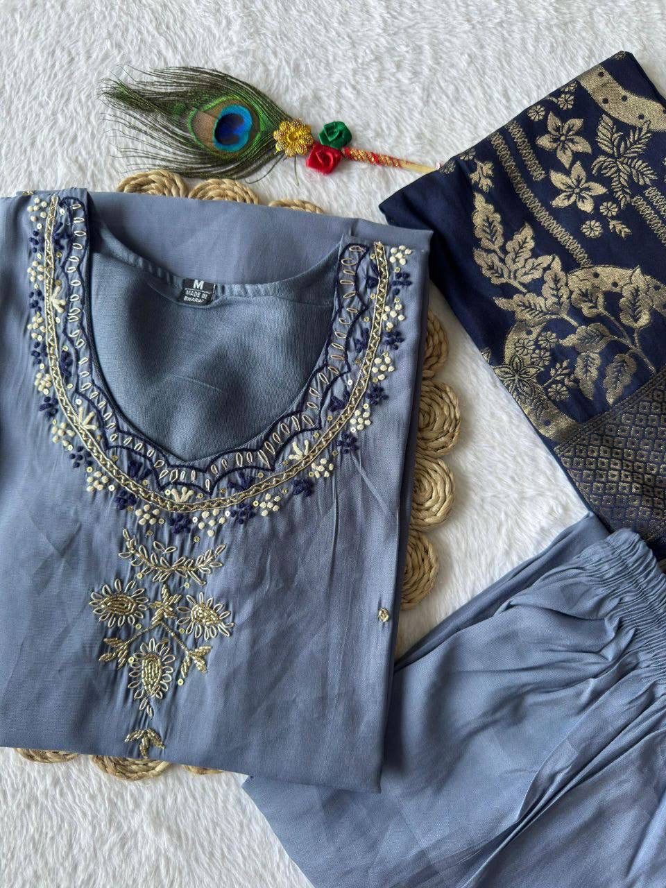 Dusty Blue Comfy Kurti Set
