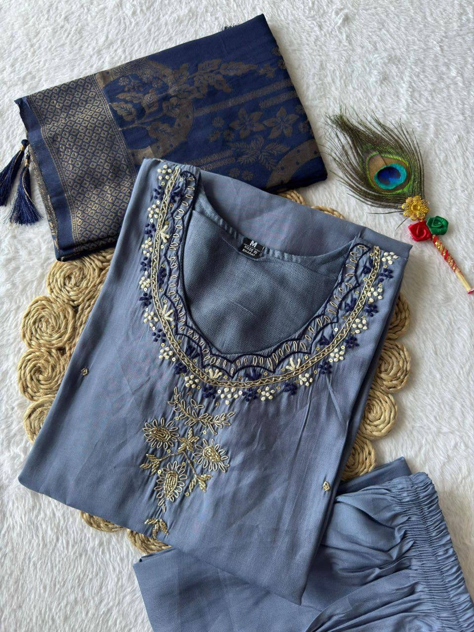 Dusty Blue Comfy Kurti Set