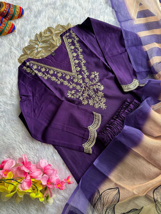 Dark Purple Comfy Kurti Set