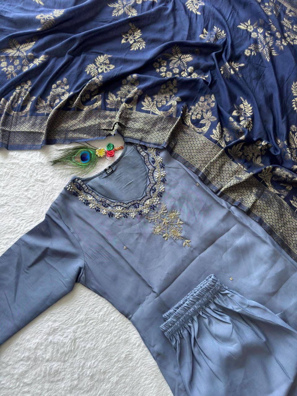 Dusty Blue Comfy Kurti Set