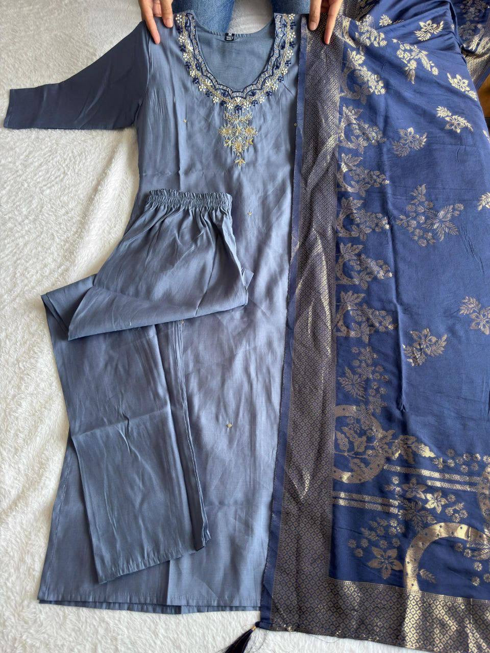 Dusty Blue Comfy Kurti Set