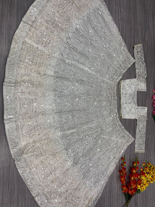 MALILA — White Dreamy Lehenga x Embroidery Work