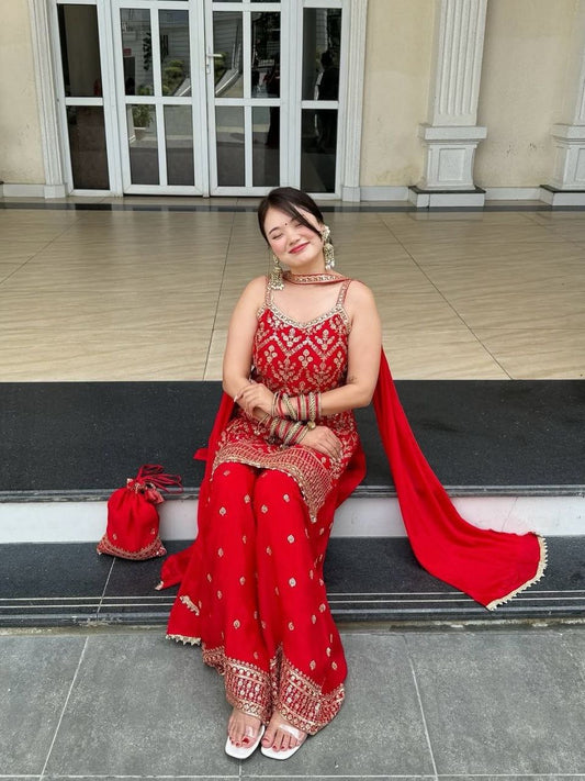 ISHIKA —Designer Pallazo Suit with Free Potli Bag Set