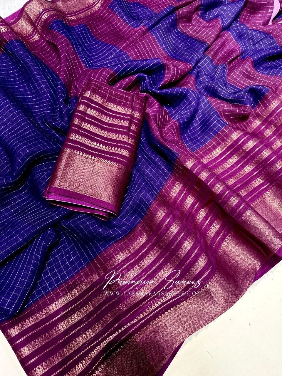 RADHI — Mysore Georgette Saree in contrast border & blouse