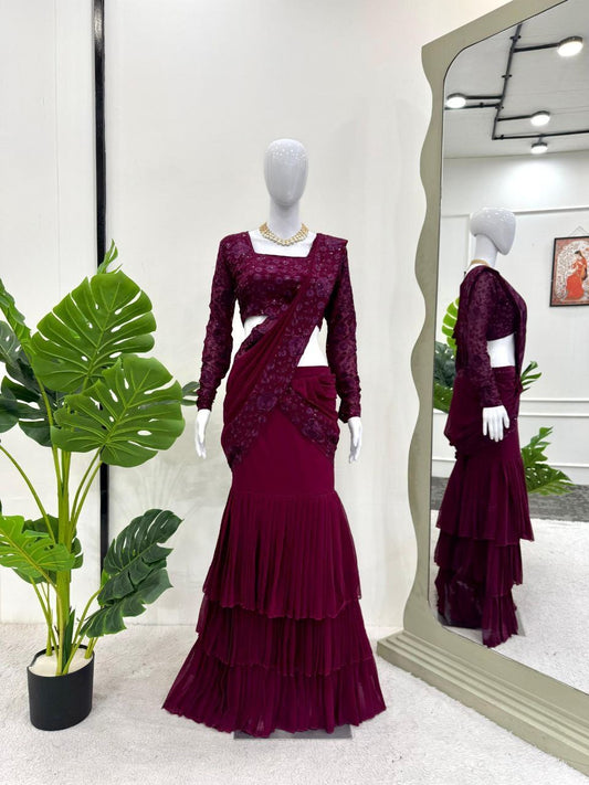 Ruffle Readymade Georgette Half Saree