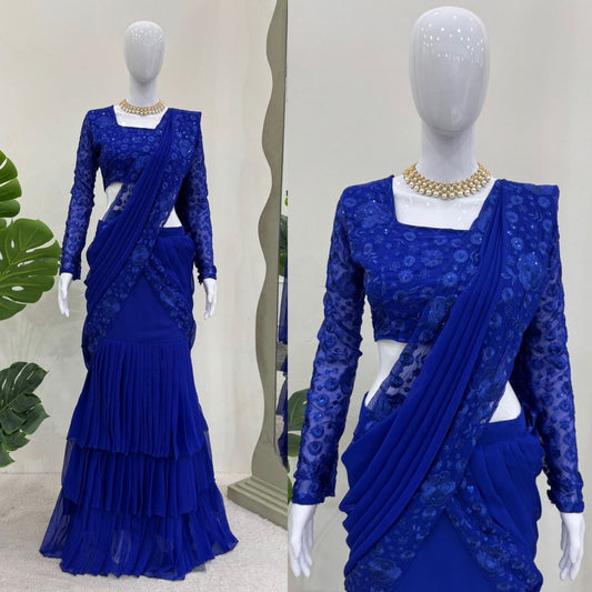 Ruffle Readymade Georgette Half Saree