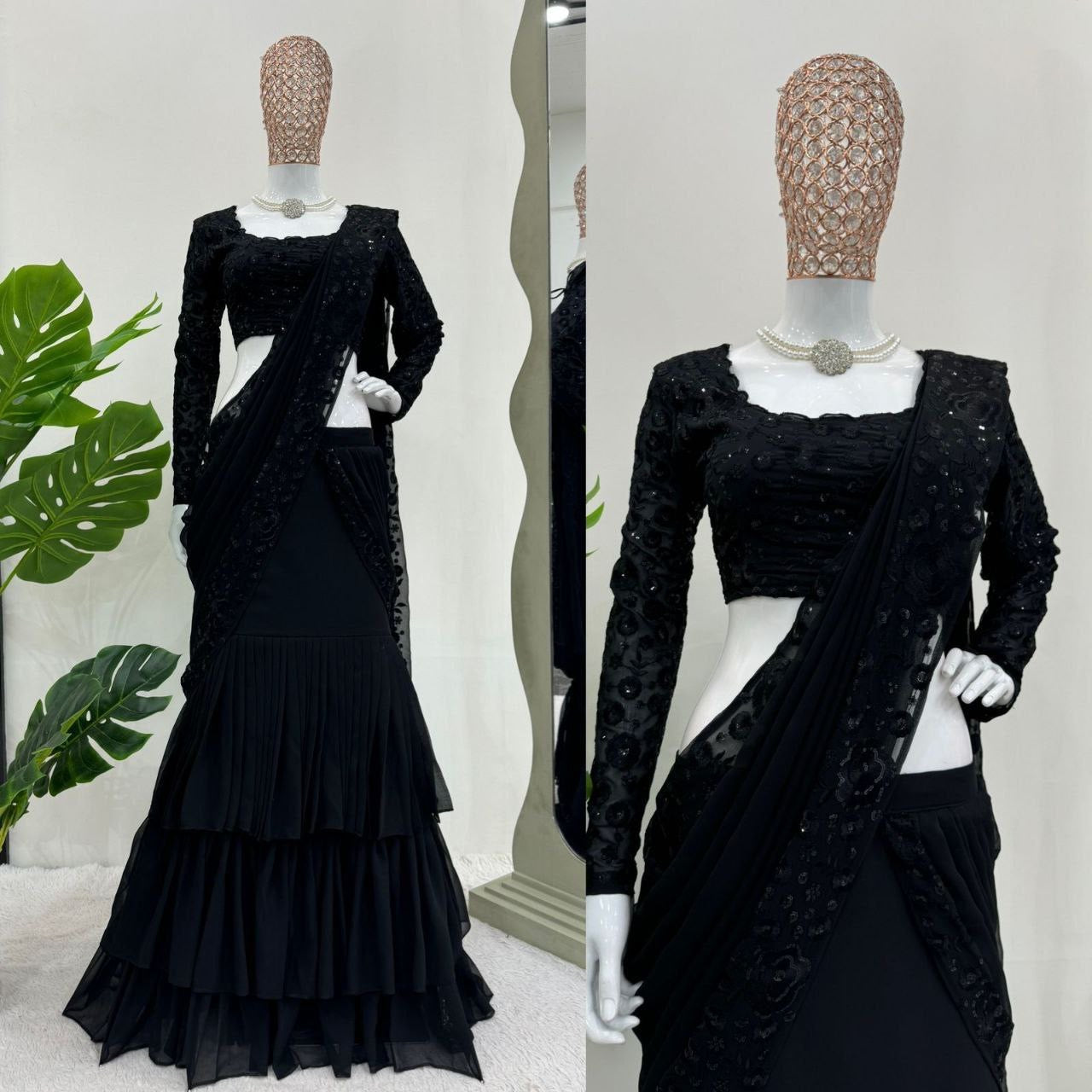 Ruffle Readymade Georgette Half Saree