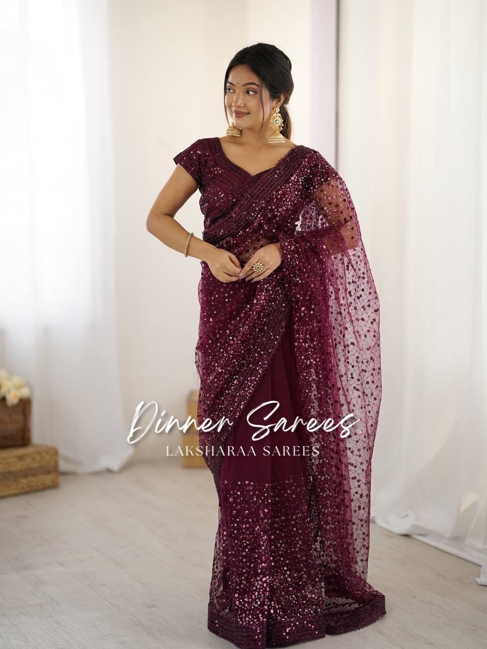 NIKITA — Shimmery Net Georgette Saree
