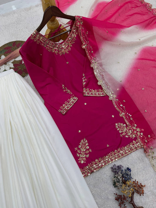 MIRAA β French Crepe Pallazo Suit - Laksharaa Sarees