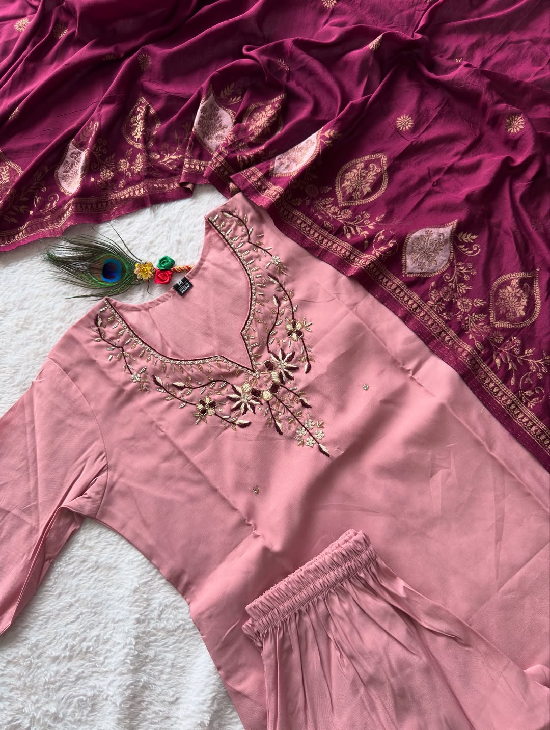 Pink Floral Kurti Set