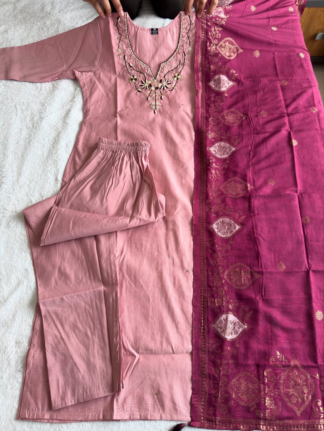 Pink Floral Kurti Set