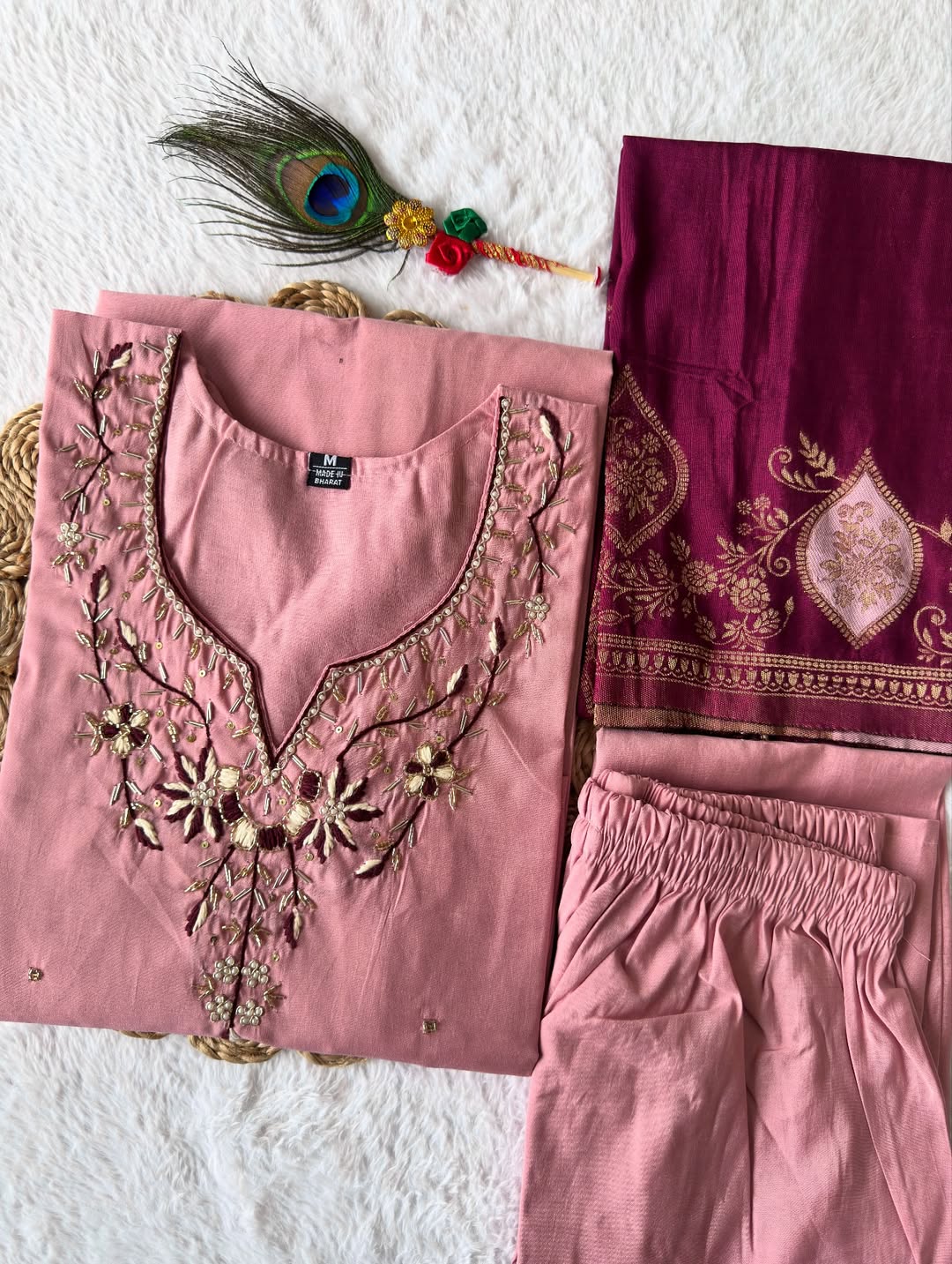 Pink Floral Kurti Set