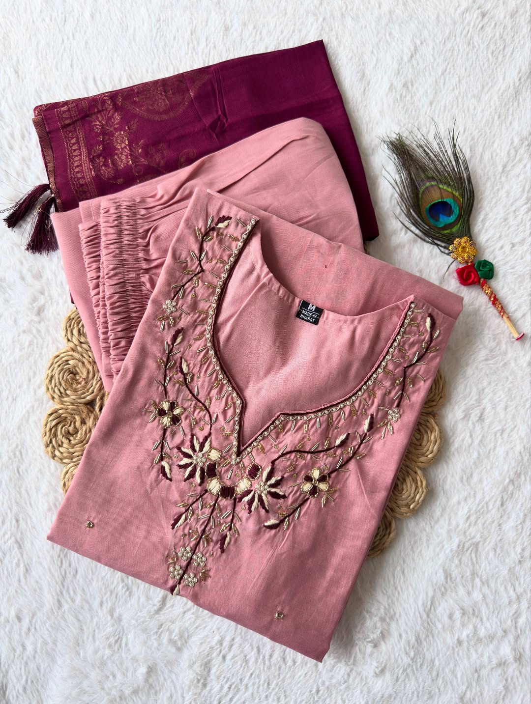 Pink Floral Kurti Set