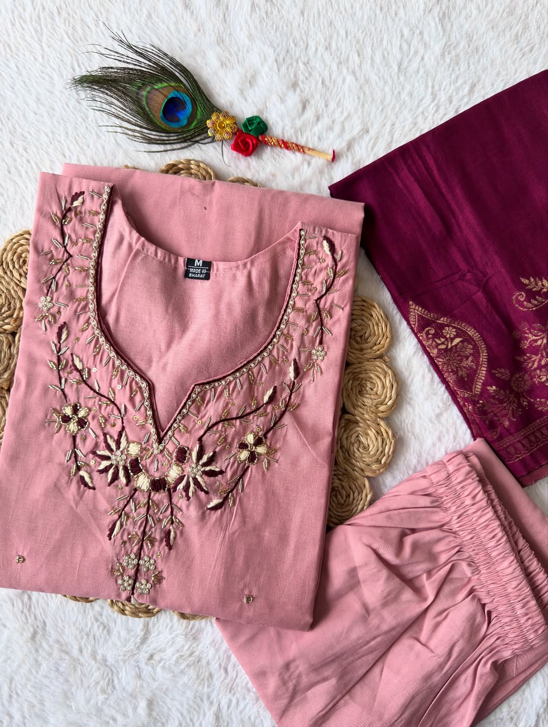 Pink Floral Kurti Set