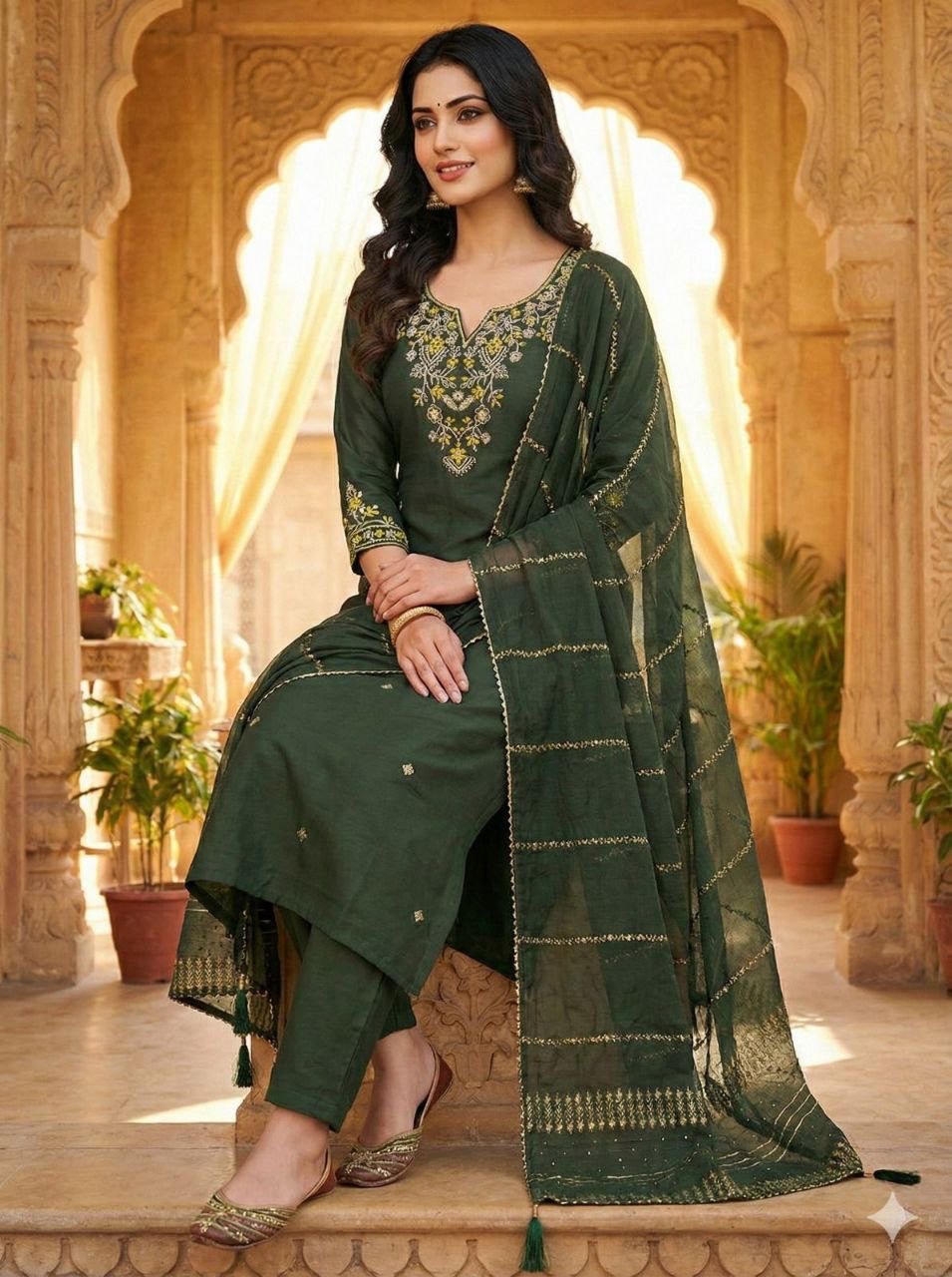 Dark Green Comfy Kurti Set