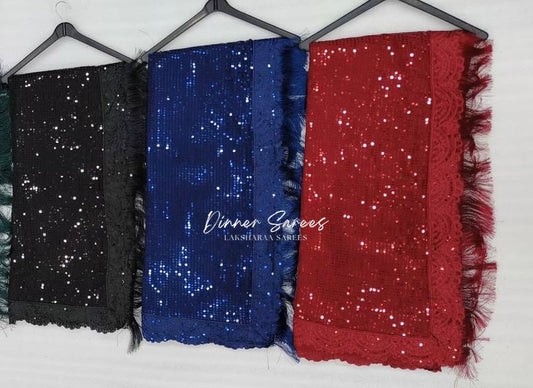 RILEY — Bling Sequin x Tassel Georgette Dinner Saree