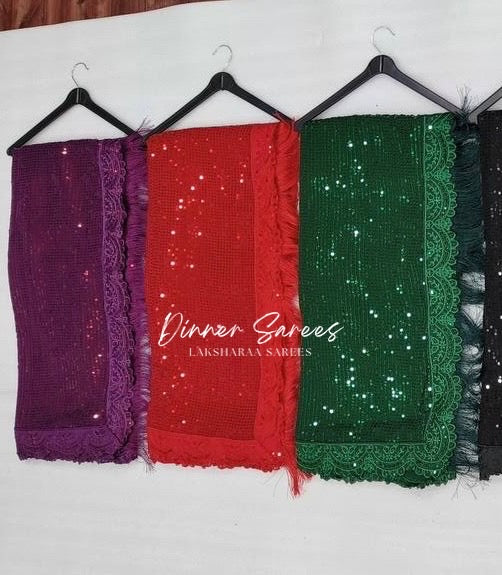 RILEY — Bling Sequin x Tassel Georgette Dinner Saree