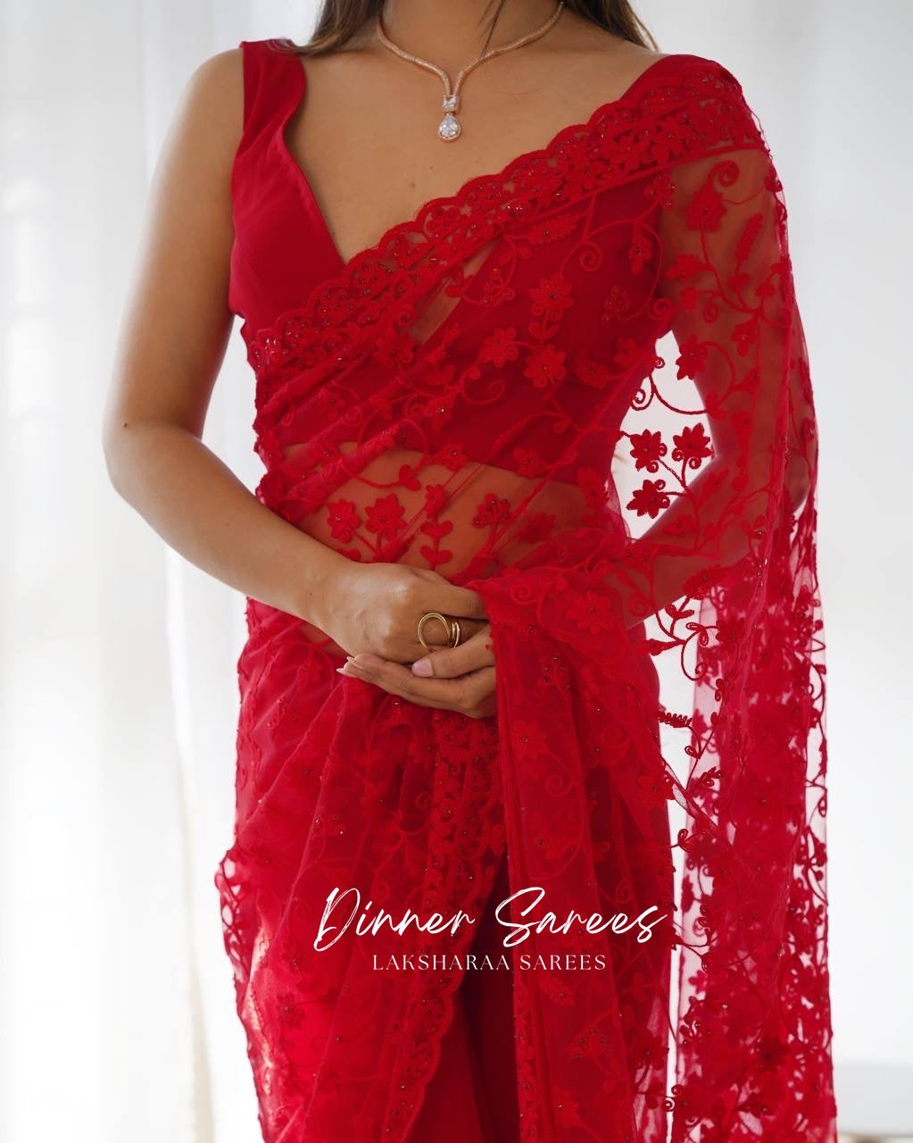 BIANCA — Floral Georgette Net Partywear Saree