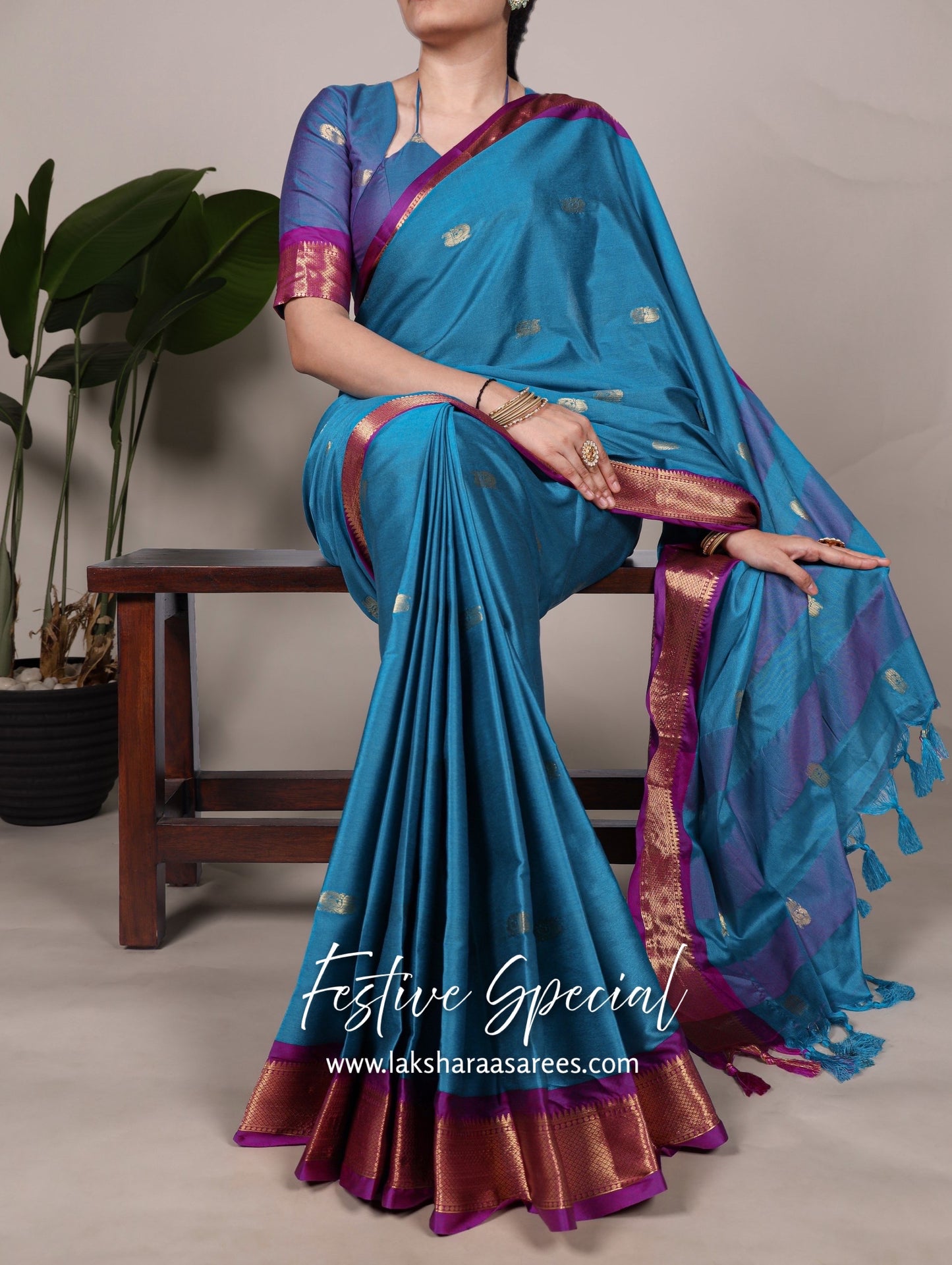 Korvai Cotton Silk Saree x Contrast Border
