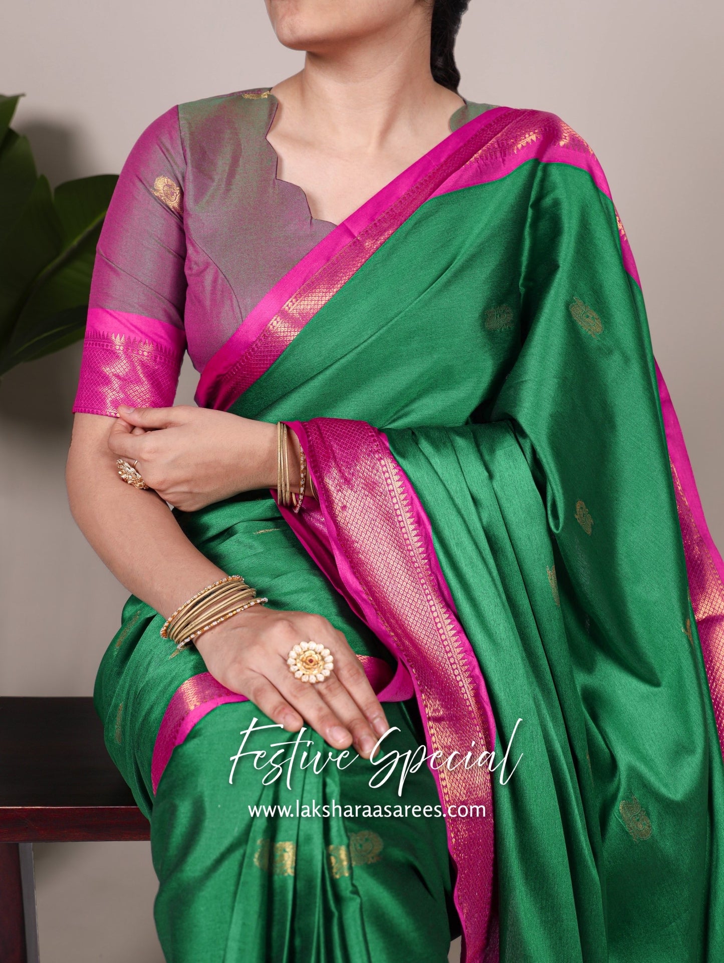 Korvai Cotton Silk Saree x Contrast Border