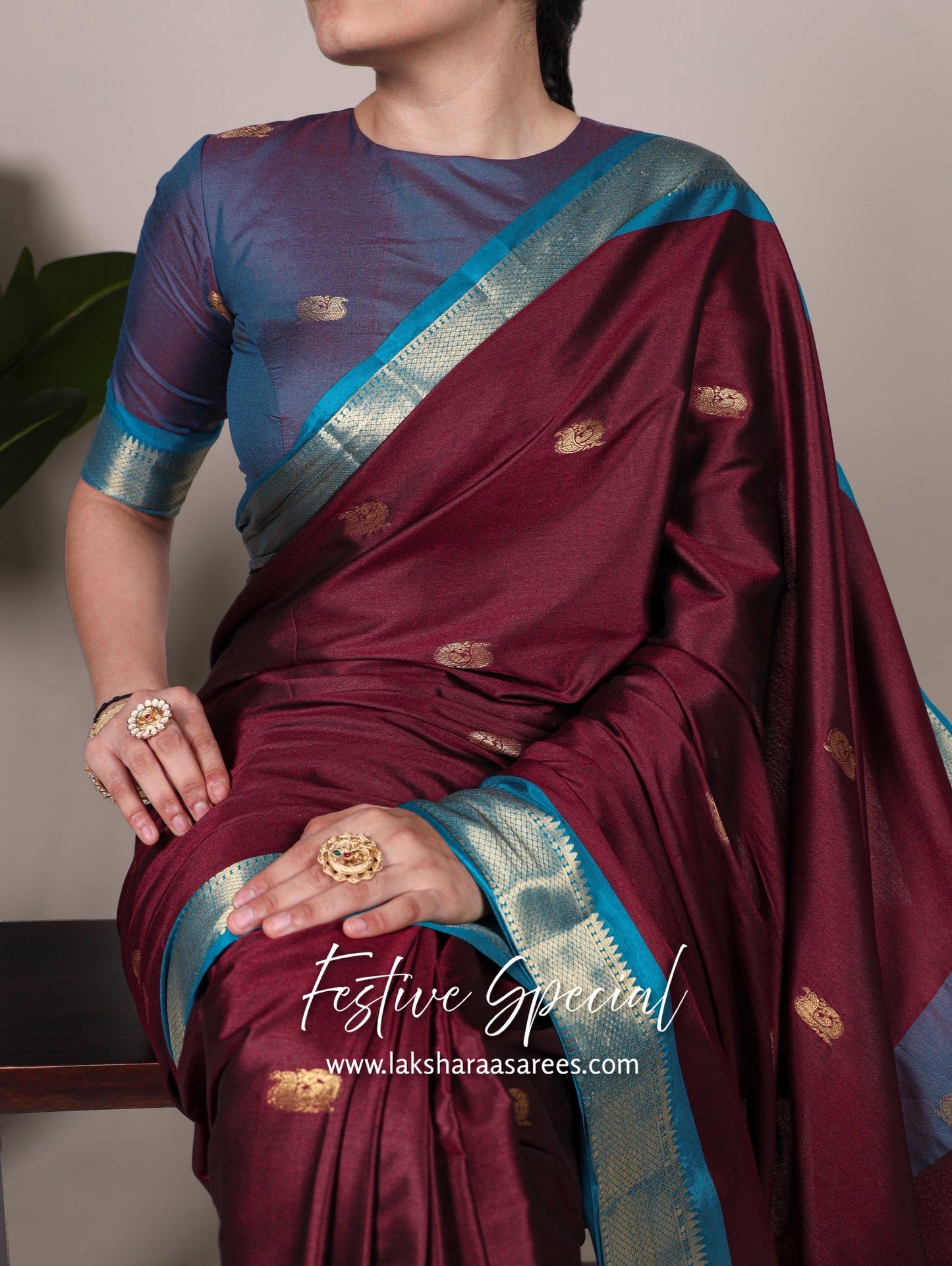 Korvai Cotton Silk Saree x Contrast Border