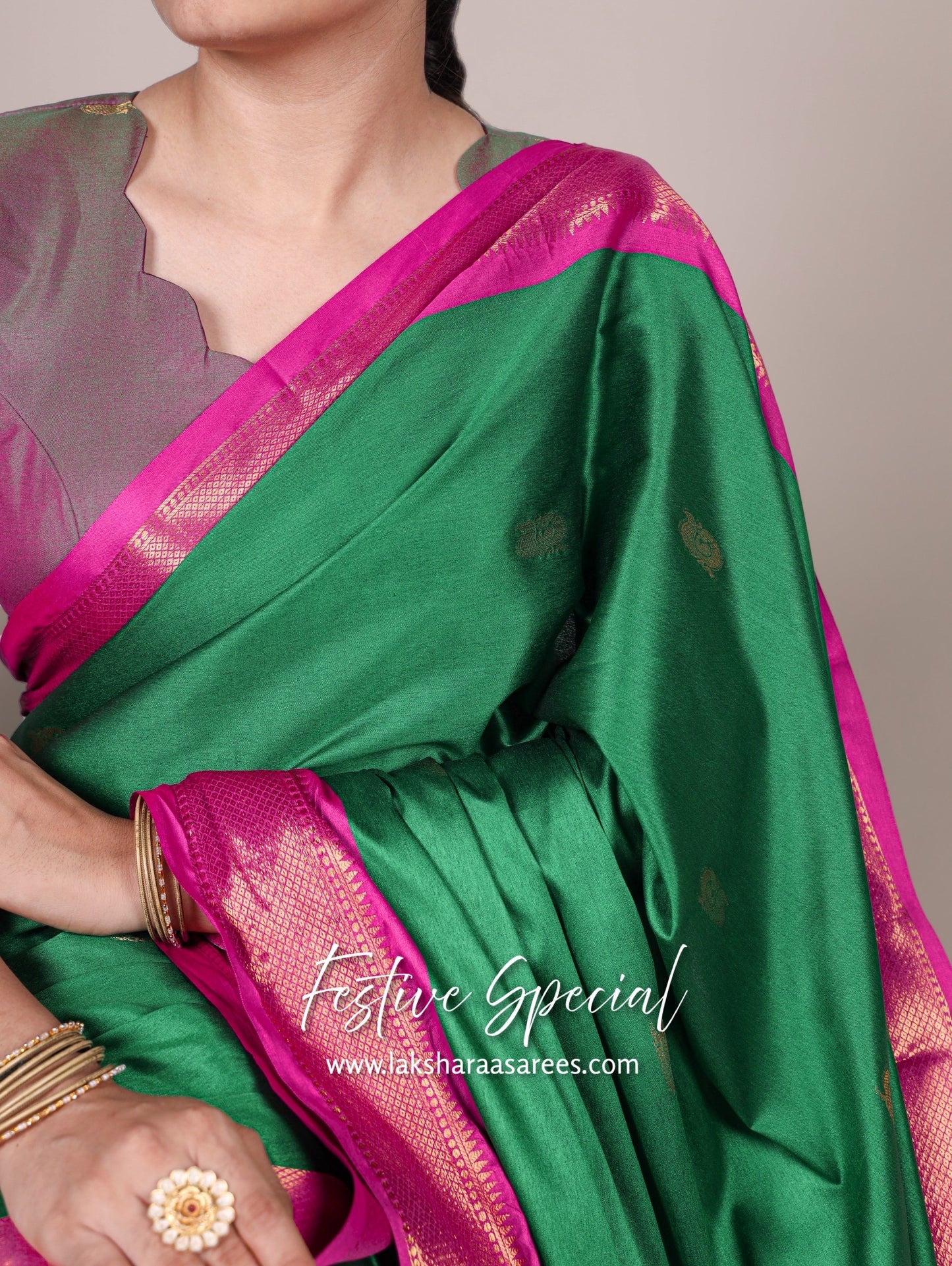 Korvai Cotton Silk Saree x Contrast Border