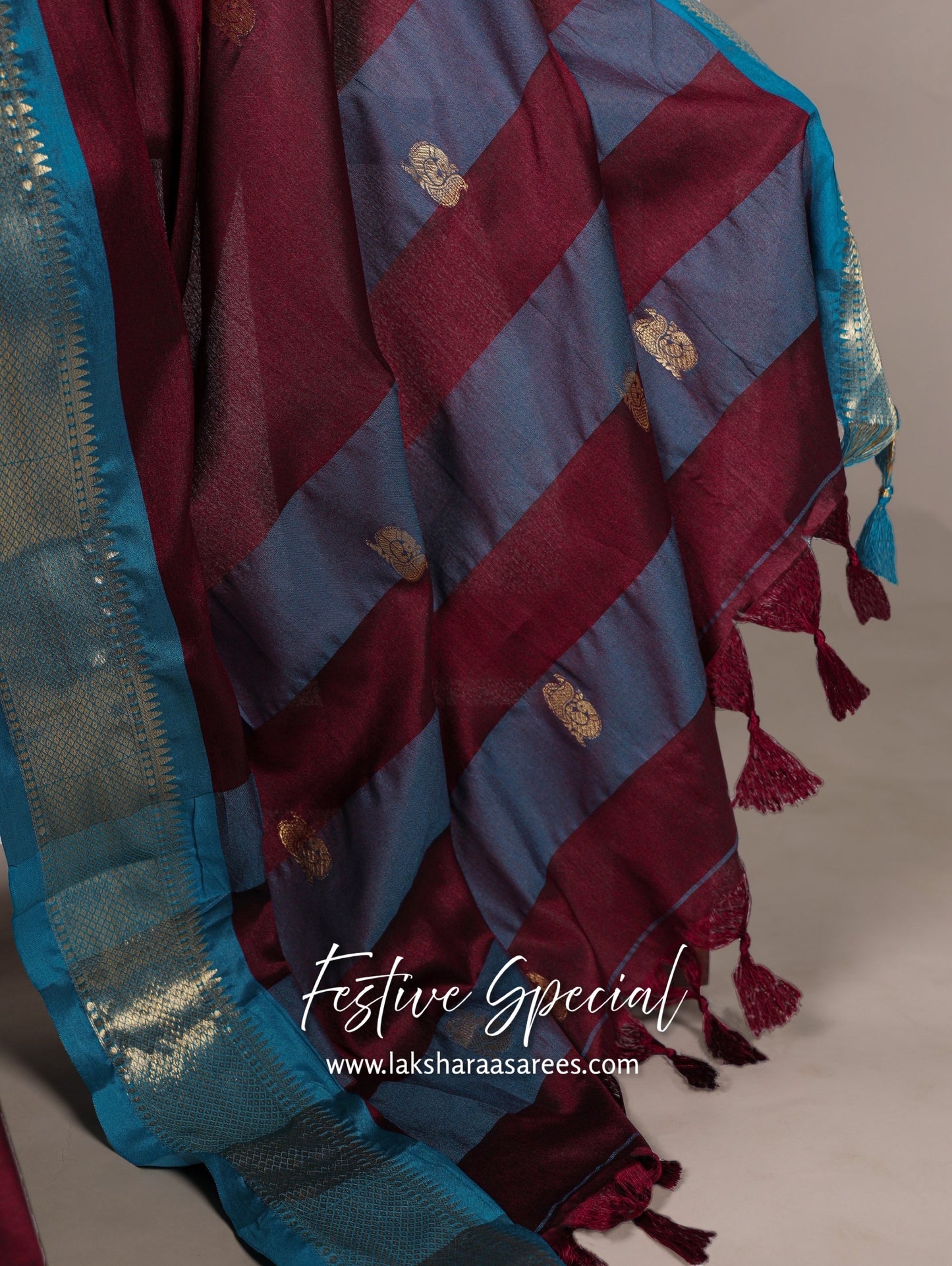 Korvai Cotton Silk Saree x Contrast Border