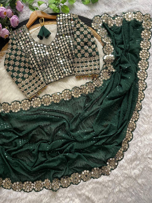 LARISHA - Premium Georgette Saree x Readymade Blouse