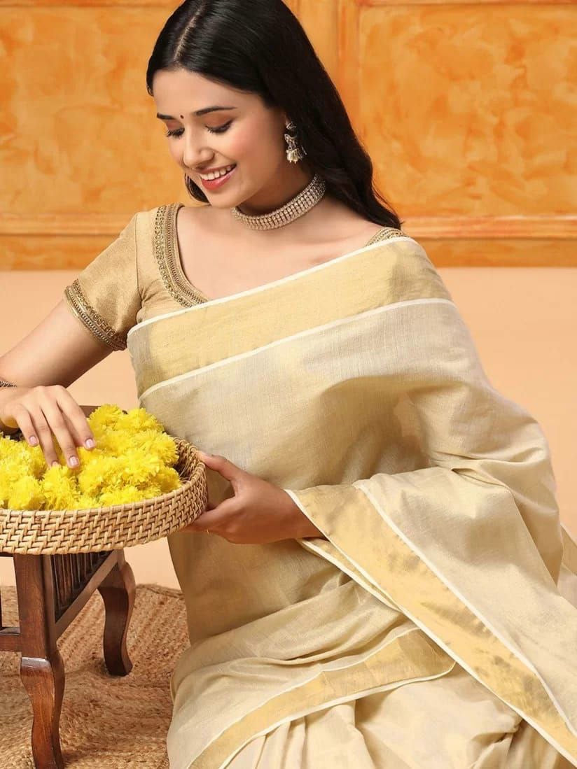 KERALA - Plain Tissue Saree