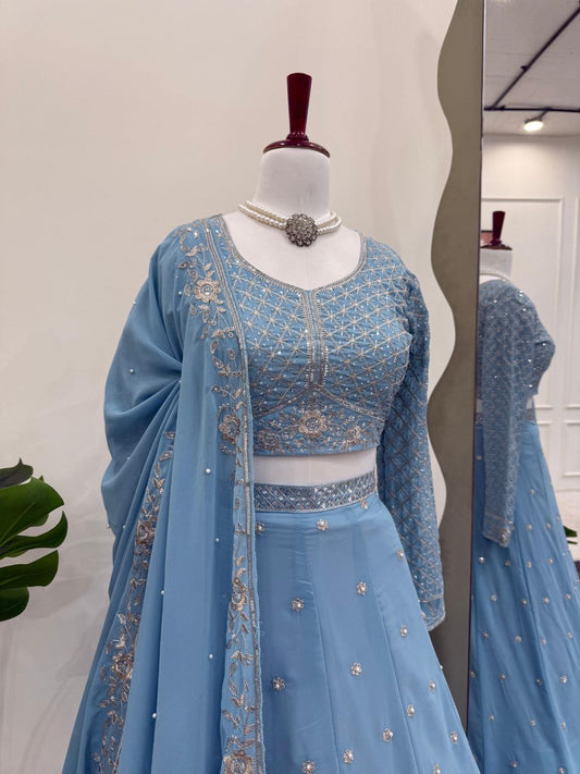 SHINI— Dreamy Powder Blue Lehenga
