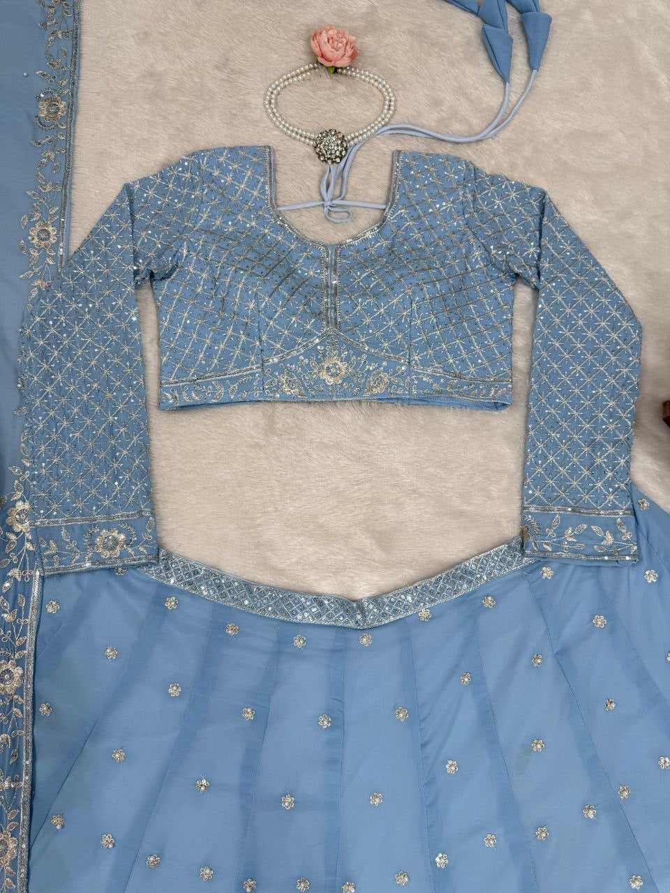 SHINI— Dreamy Powder Blue Lehenga