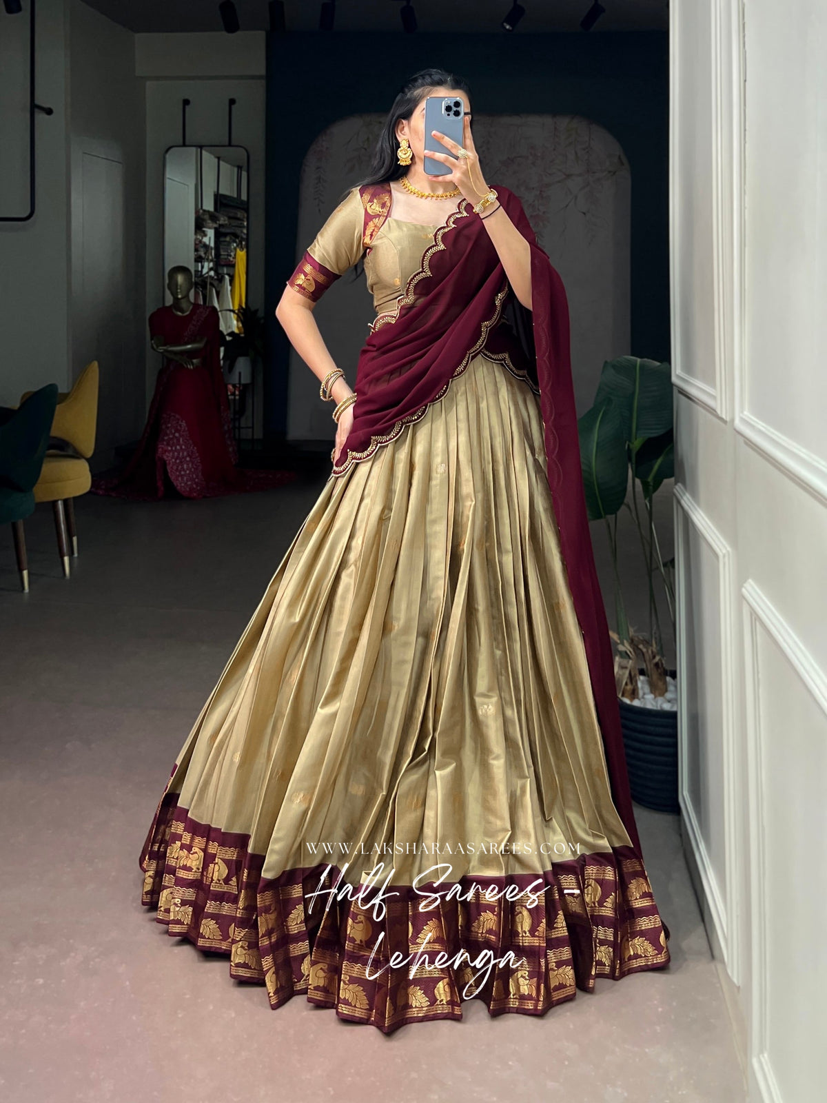 SANJANA 2.0 - Cotton Silk Half Saree Lehenga Set