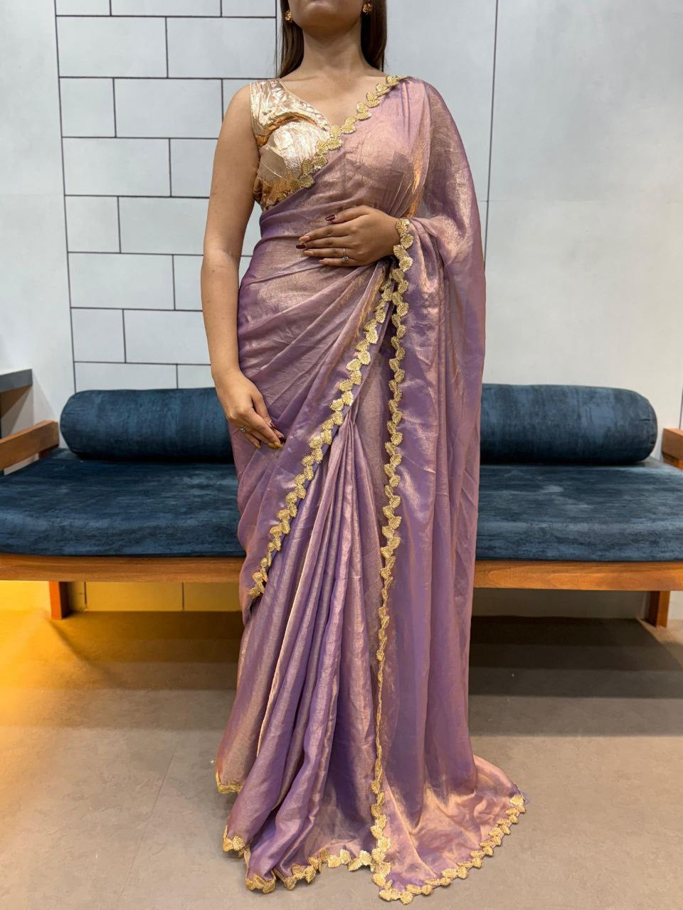 SAYAA 2.0 — Shimer Silk Saree with Leaf Border
