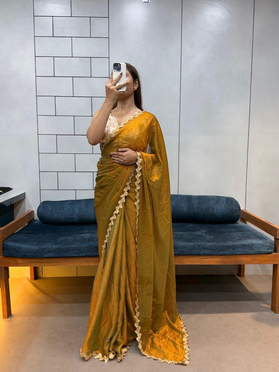 SAYAA 2.0 — Shimer Silk Saree with Leaf Border