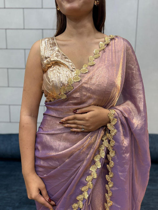 SAYAA 2.0 — Shimer Silk Saree with Leaf Border
