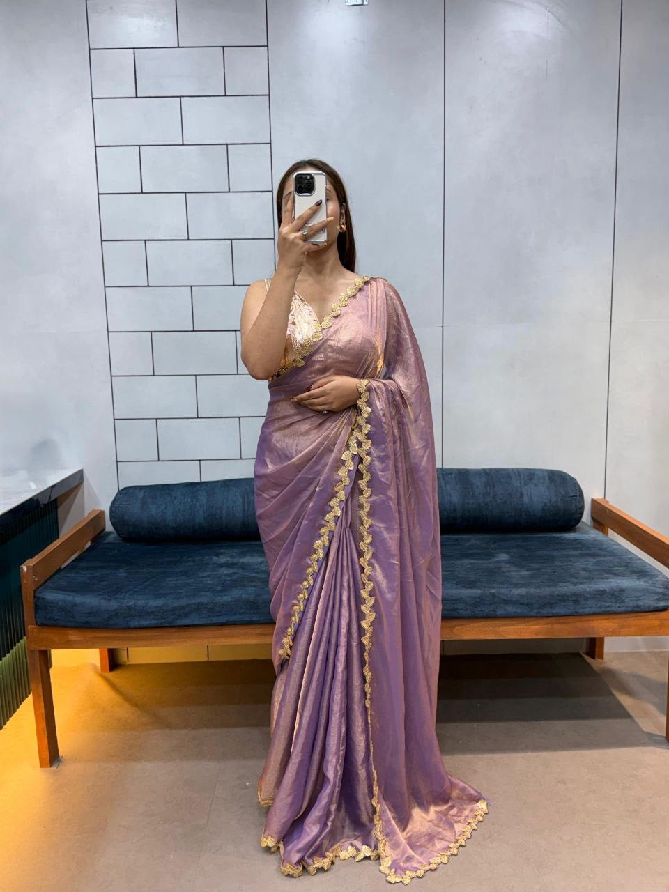 SAYAA 2.0 — Shimer Silk Saree with Leaf Border