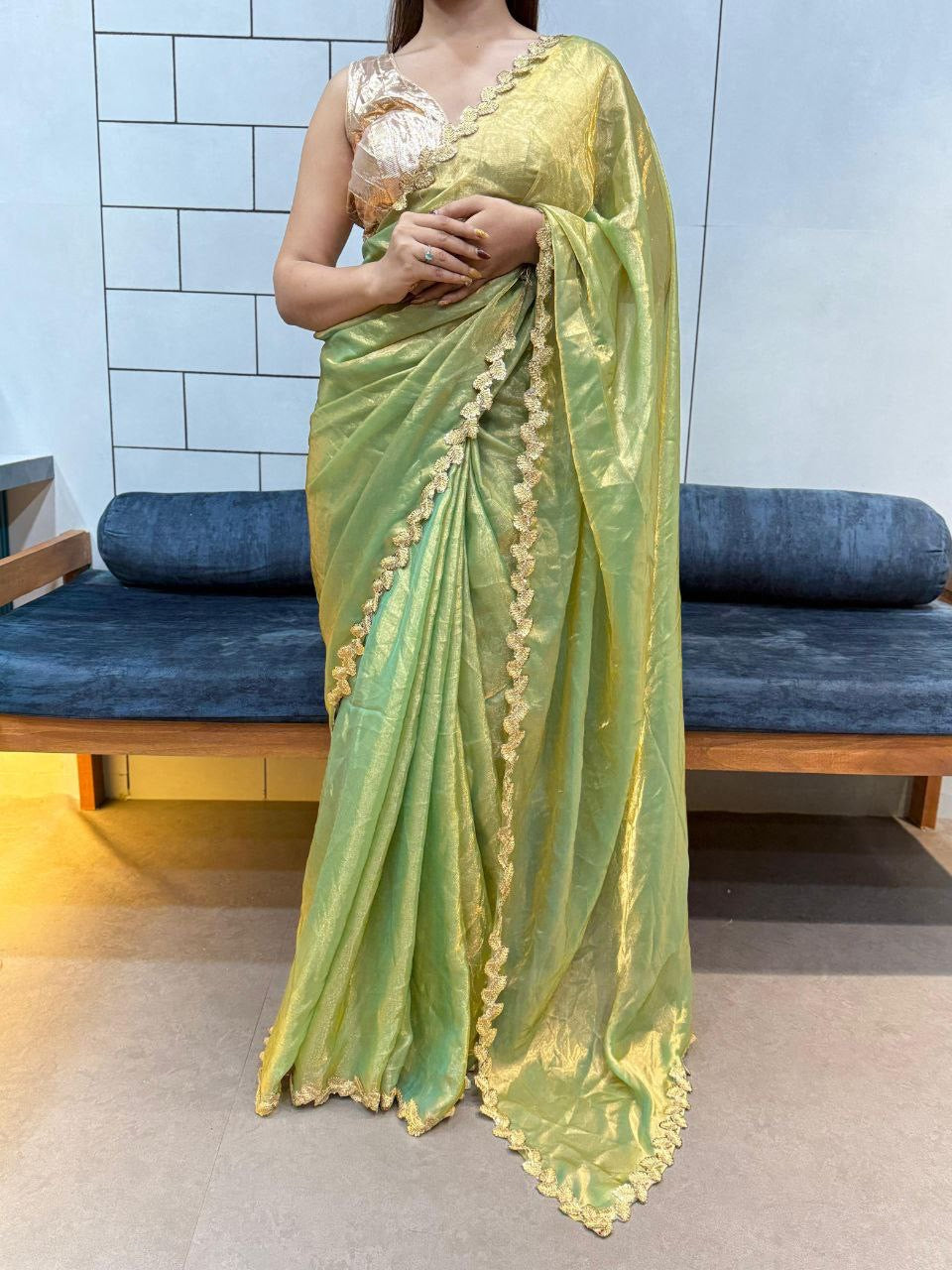SAYAA 2.0 — Shimer Silk Saree with Leaf Border