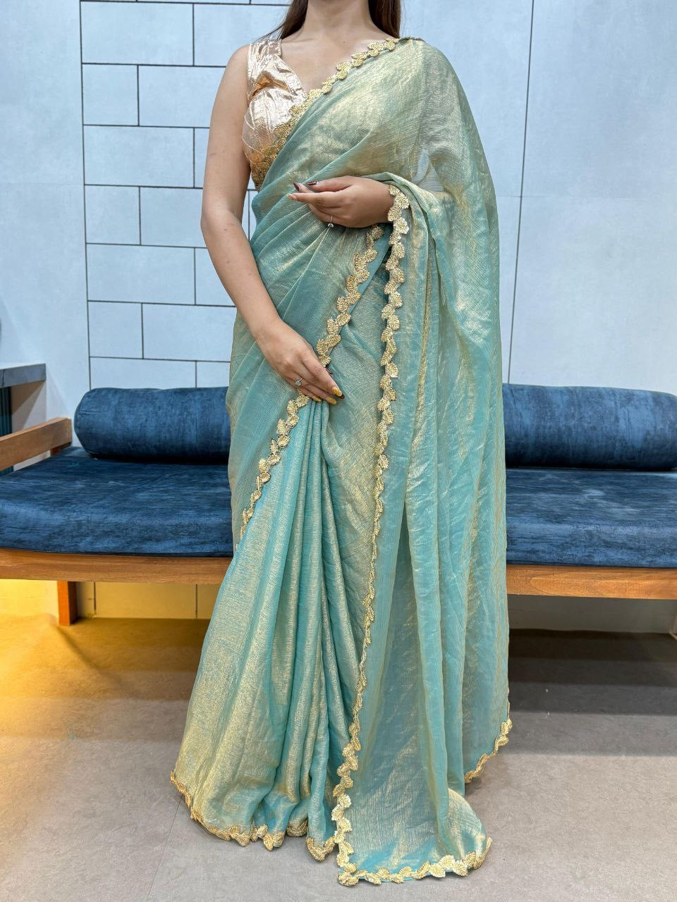 SAYAA 2.0 — Shimer Silk Saree with Leaf Border