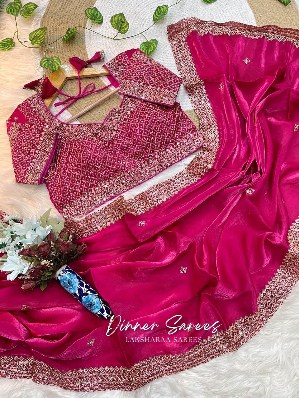LAYA — Shimmer Saree with Grand Border x Readymade Blouse