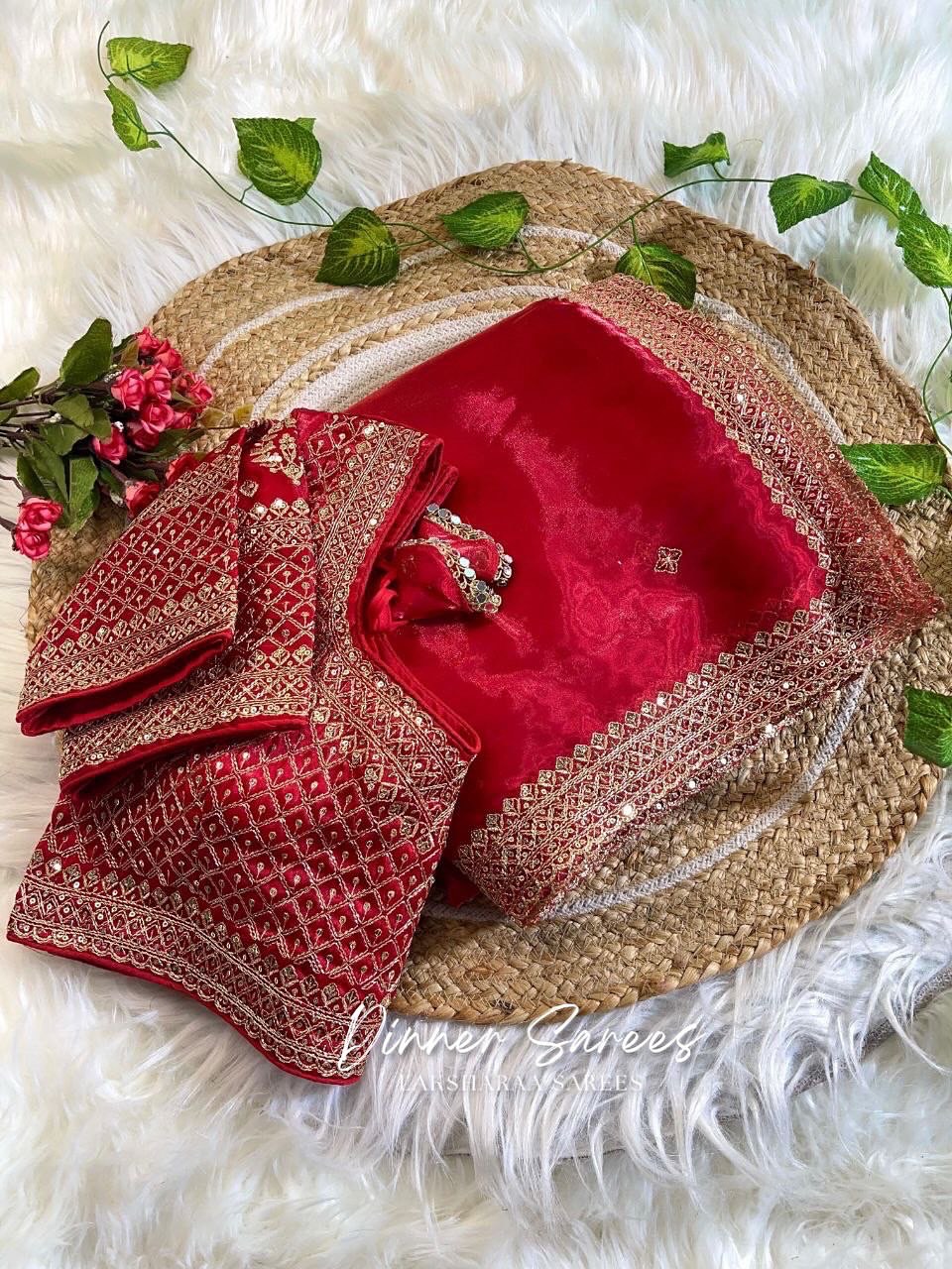 LAYA — Shimmer Saree with Grand Border x Readymade Blouse