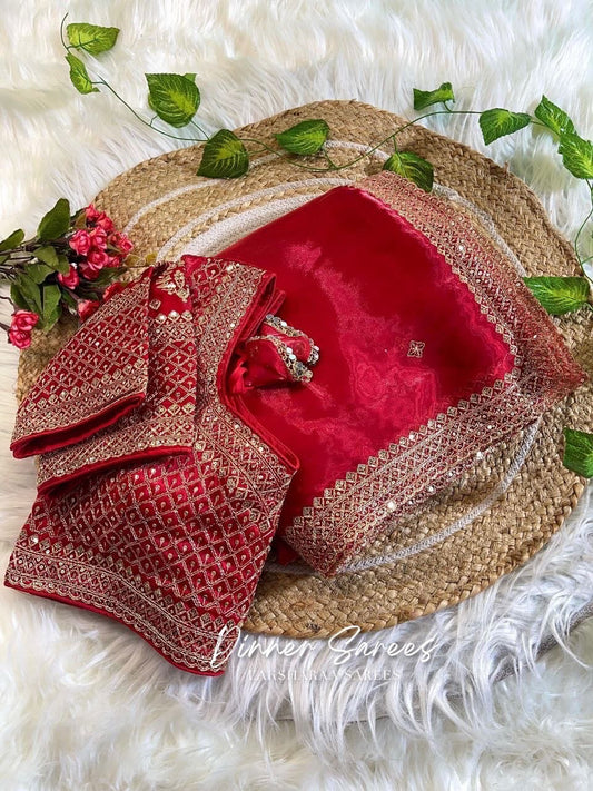 LAYA — Shimmer Saree with Grand Border x Readymade Blouse