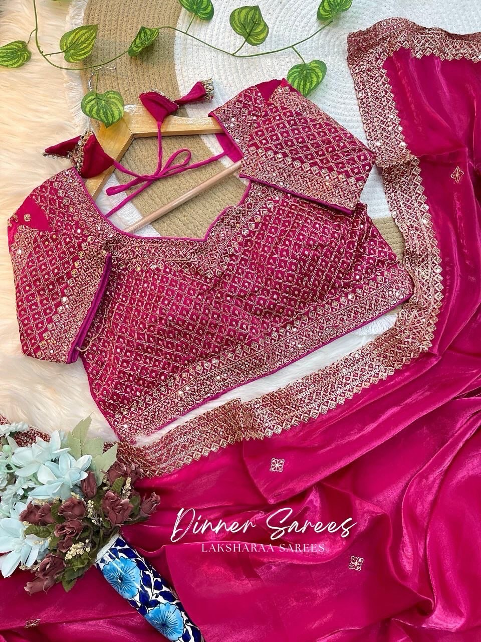 LAYA — Shimmer Saree with Grand Border x Readymade Blouse