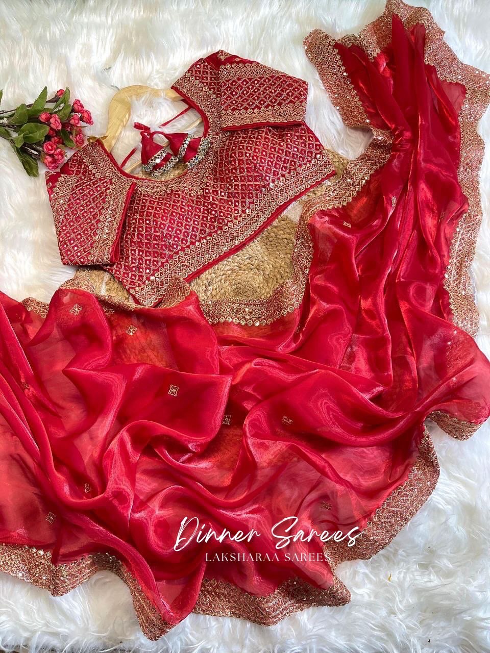 LAYA — Shimmer Saree with Grand Border x Readymade Blouse