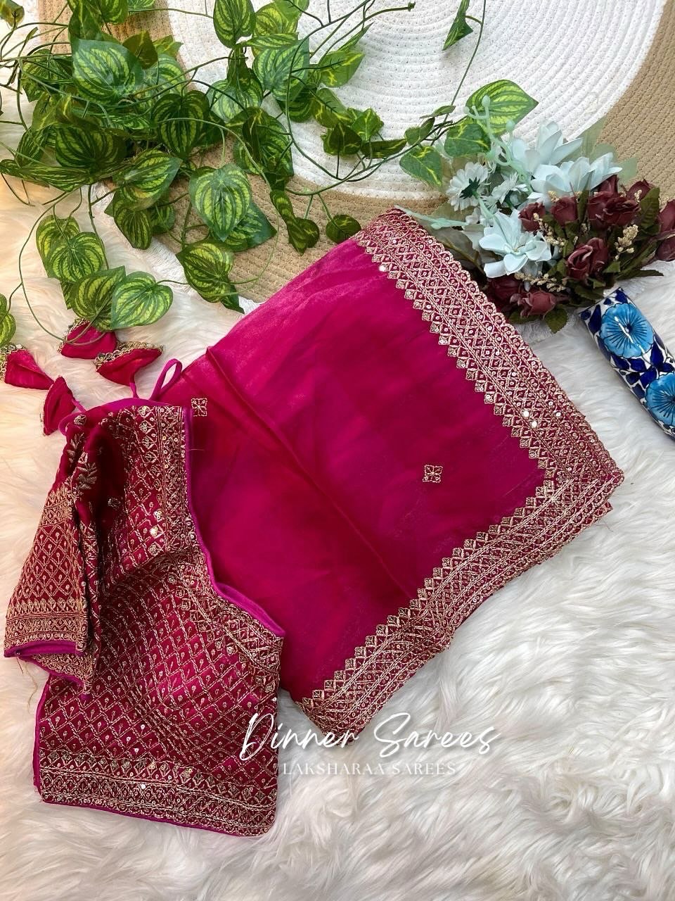 LAYA — Shimmer Saree with Grand Border x Readymade Blouse