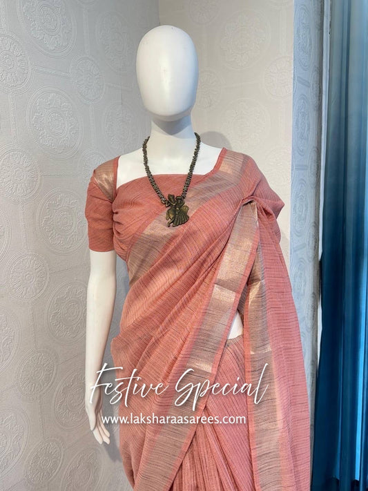 ARUNA - Pastel Linen Cotton Saree