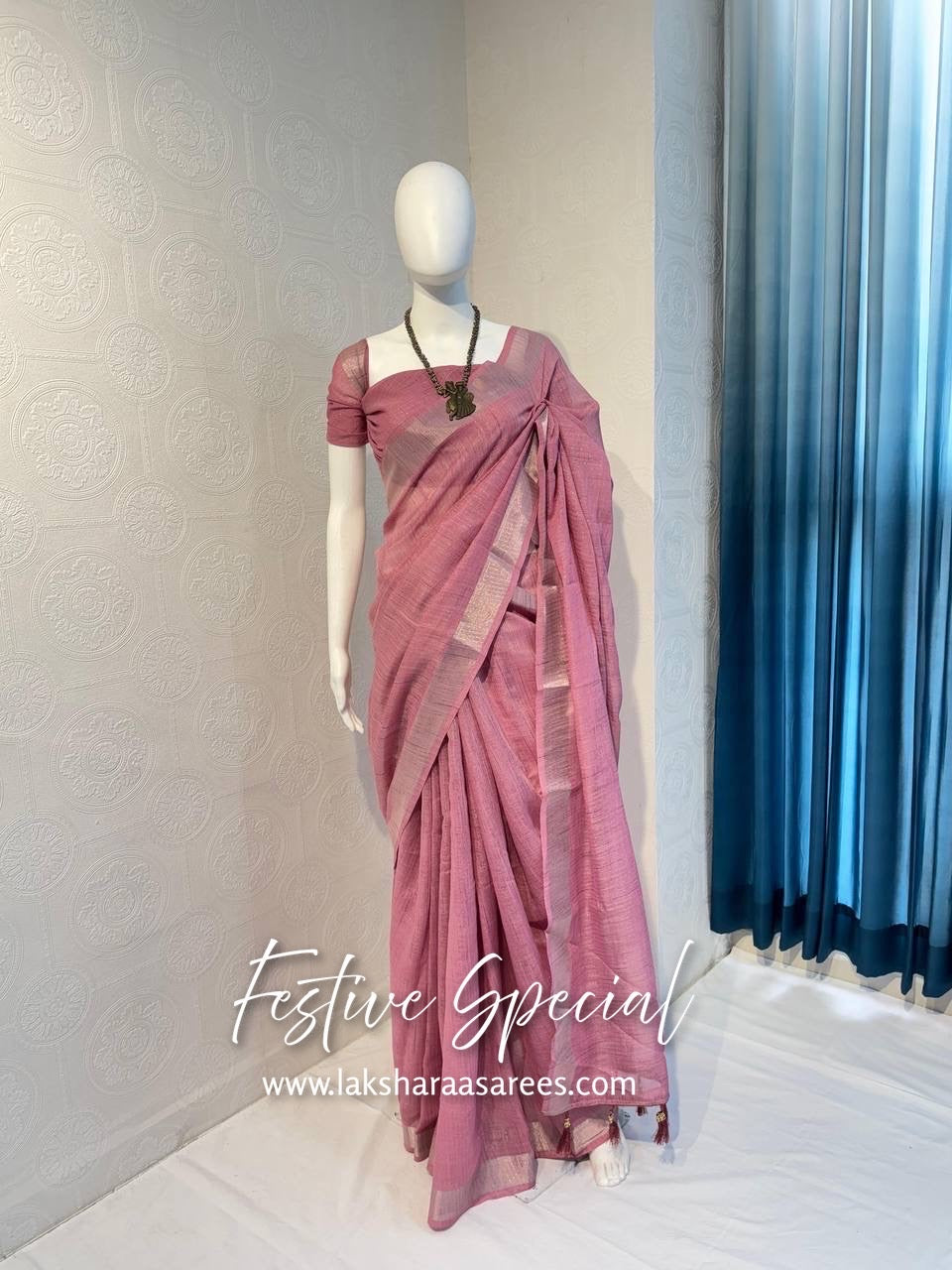 ARUNA - Pastel Linen Cotton Saree