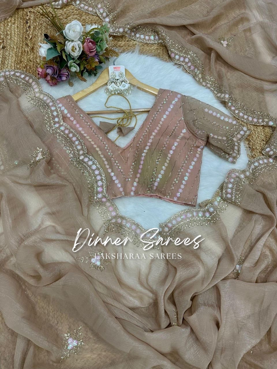 VANESA β Beautiful Unique Crush Georgette Saree with handwork borders