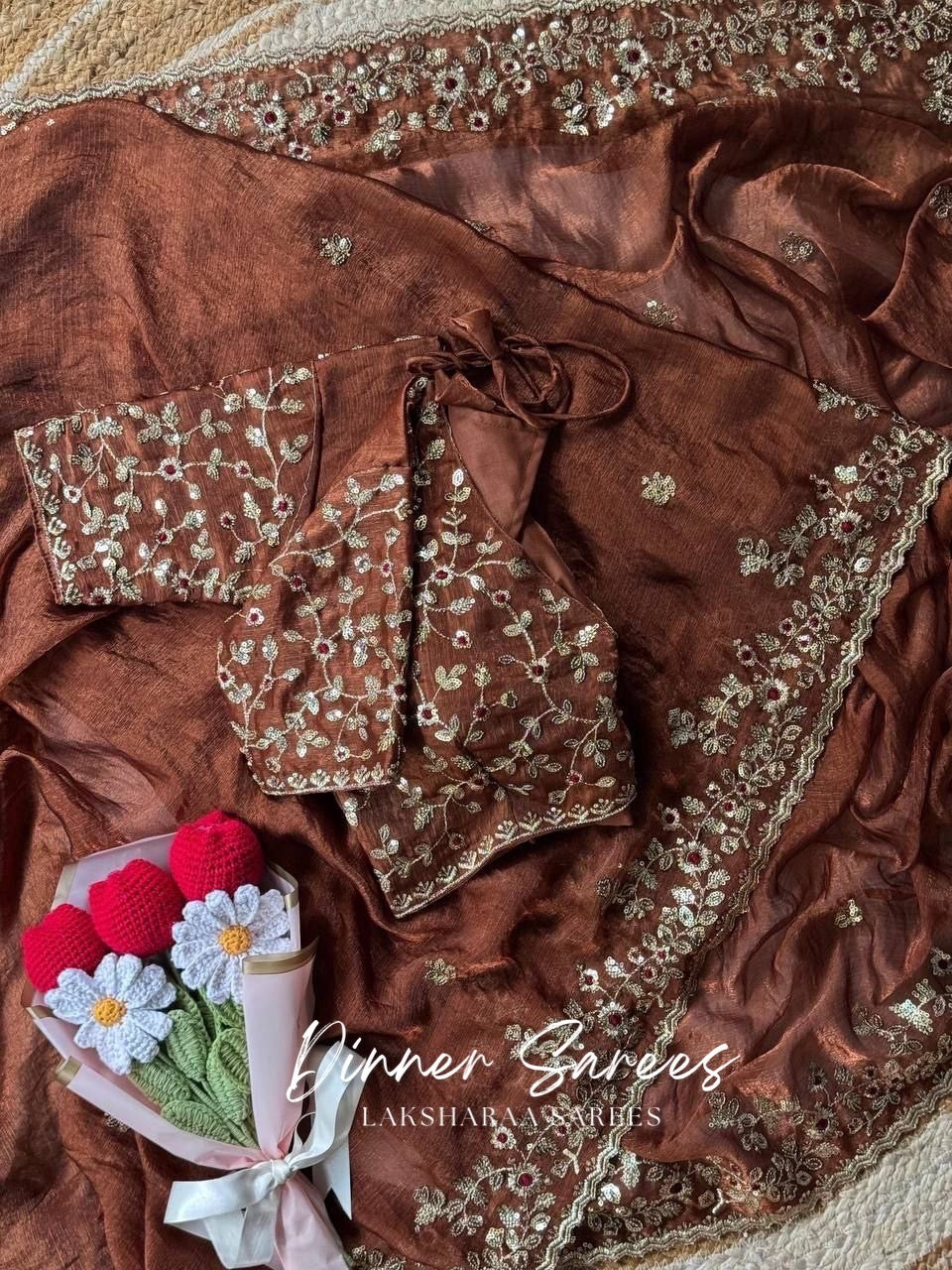 ROSALIE — Soft Fandy Chiffon Saree with heavy embroidery work